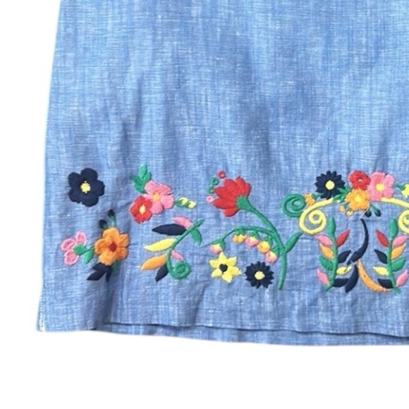 Talbots Embroidered Linen A-Line Skirt Size 8 - Picture 5 of 11